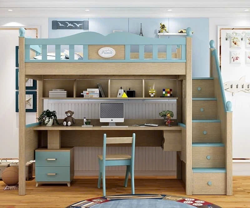 Giường tầng gỗ tích hợp bàn học và tủ đồ Giường tầng gỗ tích hợp bàn học và tủ đồ