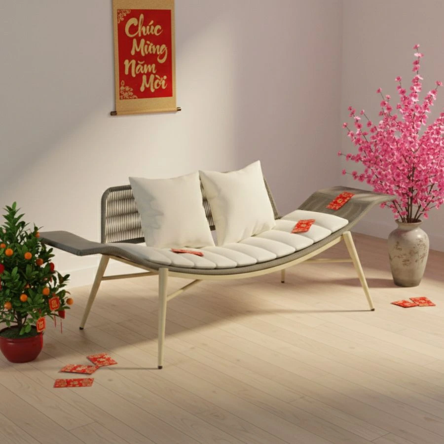 Ghế thư giãn dây rope Nora khung sắt sơn tĩnh điện