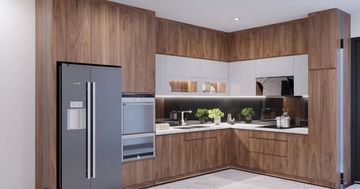 Không gian bếp thiết kế bằng gỗ Plywood