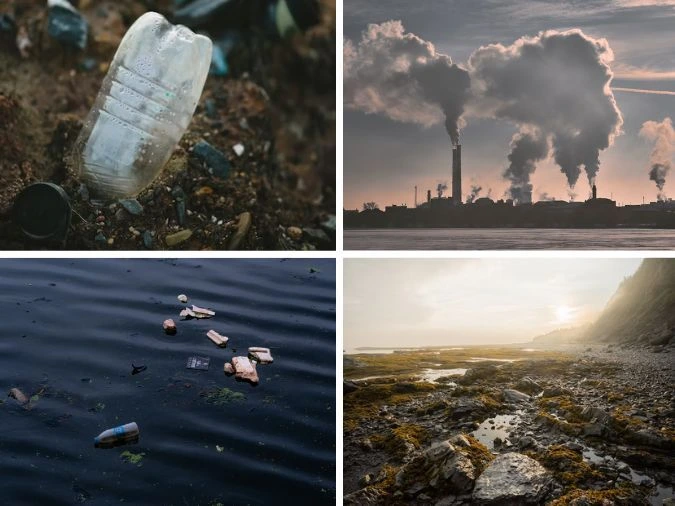 Ô nhiễm môi trường nước do rác thải, chai nhựa, khí thải công nghiệp,...