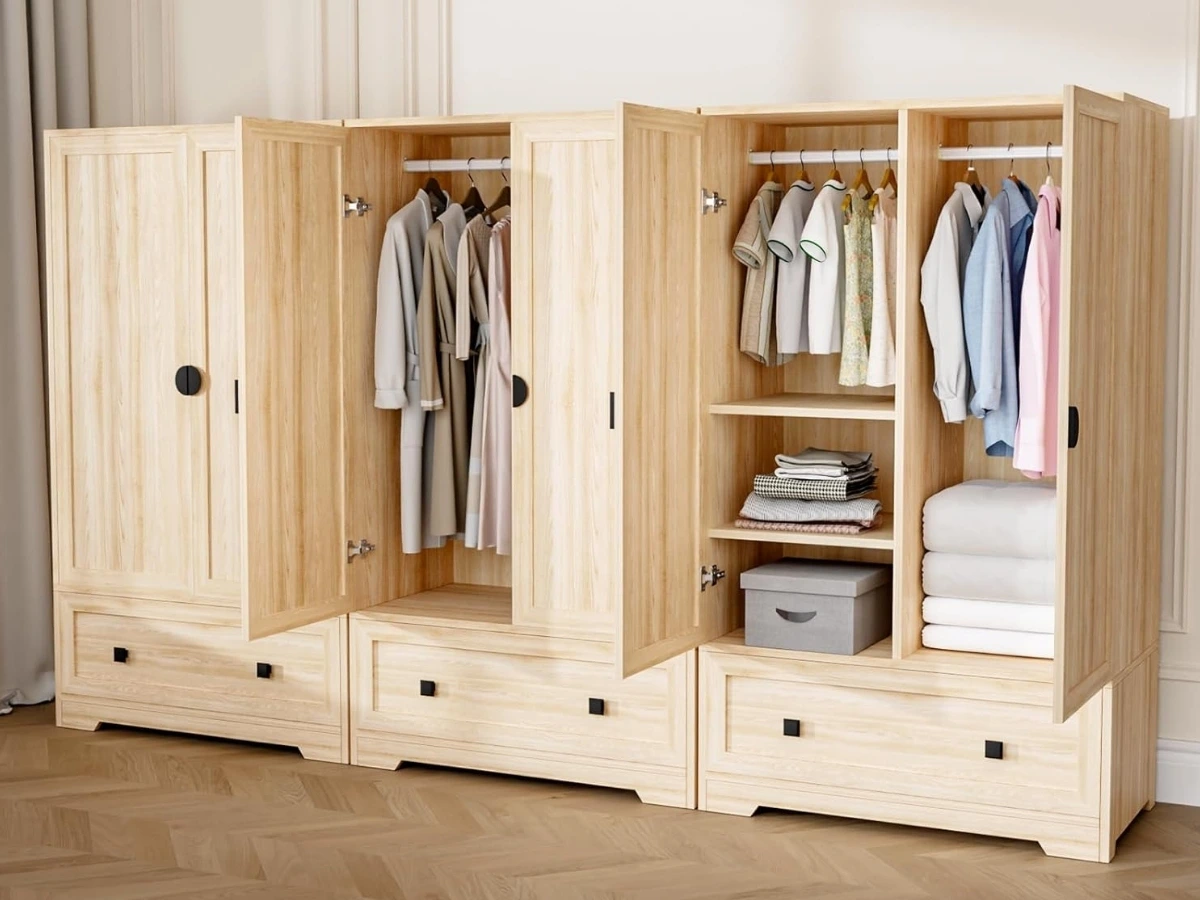 Tủ quần áo lắp ráp hiện đại bằng gỗ