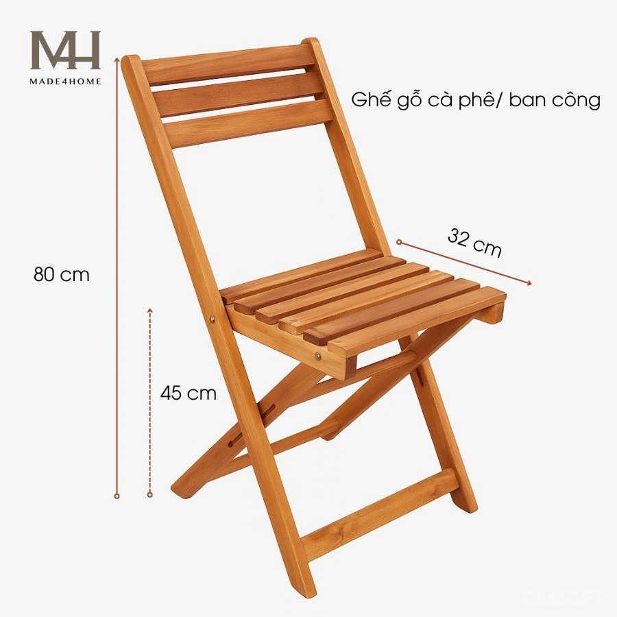 Bộ Bàn Ghế Gỗ Tràm Ban Công Made4Home