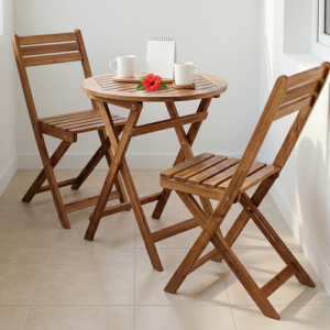 Bộ Bàn Ghế Gỗ Tràm Ban Công Made4Home – Không Gian Thư Giãn Tự Nhiên Giữa Lòng Thành Phố