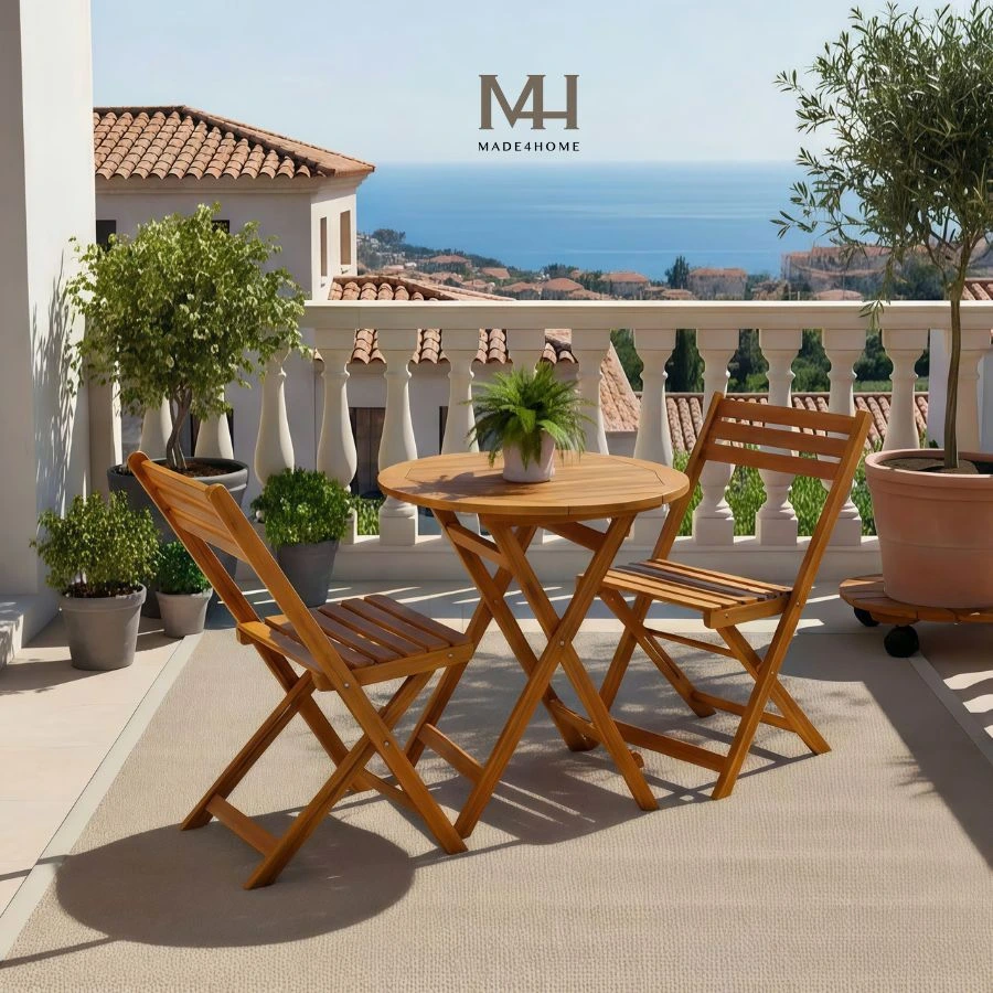 Bộ Bàn Ghế Gỗ Tràm Ban Công Made4Home – Không Gian Thư Giãn Tự Nhiên Giữa Lòng Thành Phố