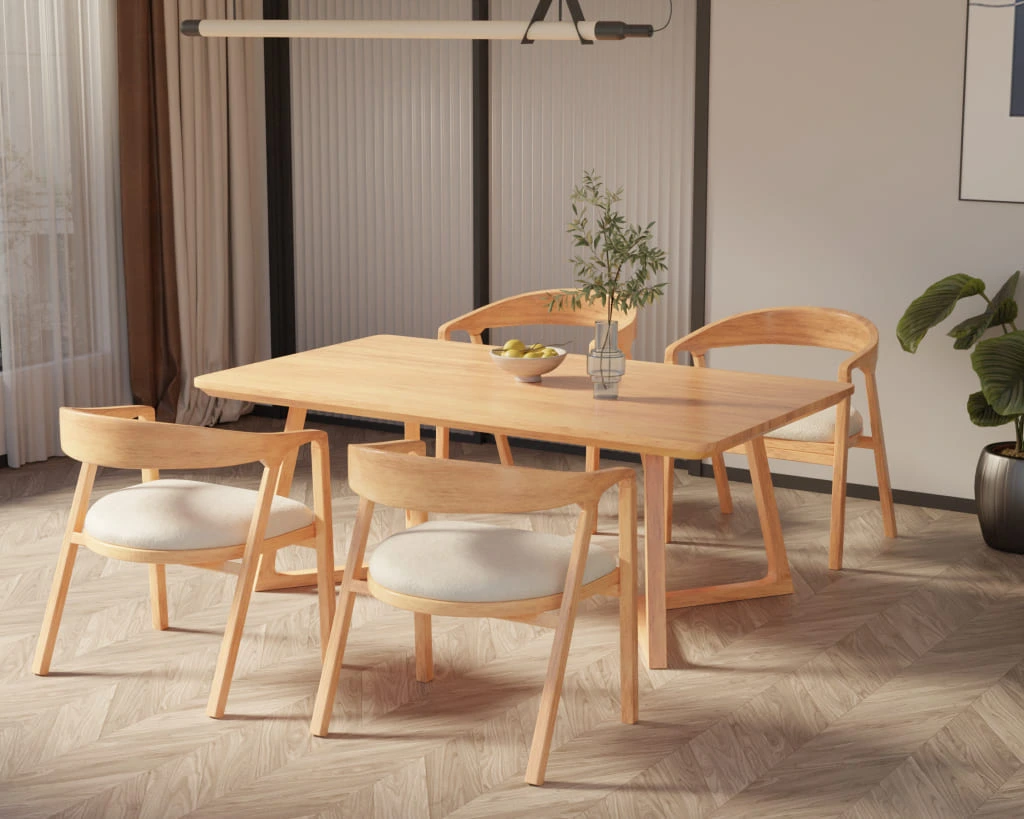 Bộ bàn ăn 4 ghế Bryona- Chất liệu gỗ sồi – Thiết kế đẹp mắt