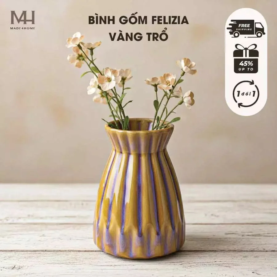 Bình hoa gốm sứ Felizia trang trí decor hoa văn sọc Made4Home - Kích thước 21x15cm 6 Bình hoa gốm sứ Felizia trang trí decor hoa văn sọc Made4Home - Kích thước 21x15cm
