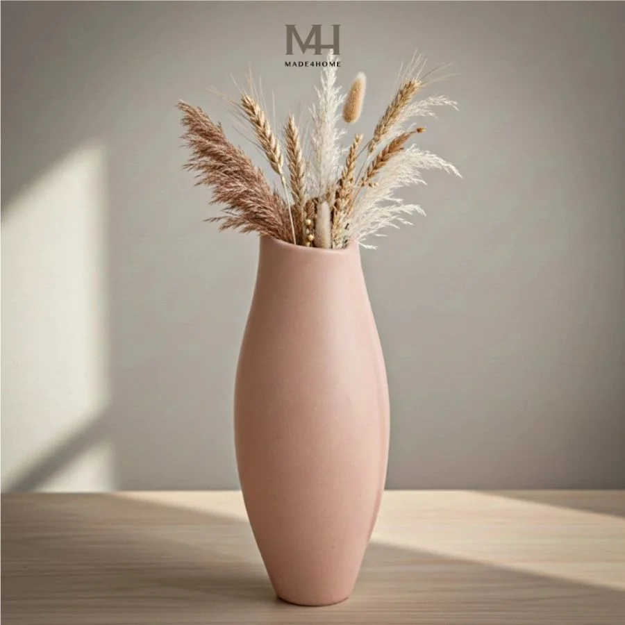 Bình hoa gốm sứ Nora trang trí decor dáng lượn sóng Made4Home - Kích thước 32x8cm