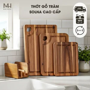 Combo 3 thớt gỗ tràm Solna cao cấp, an toàn sức khỏe Made4home