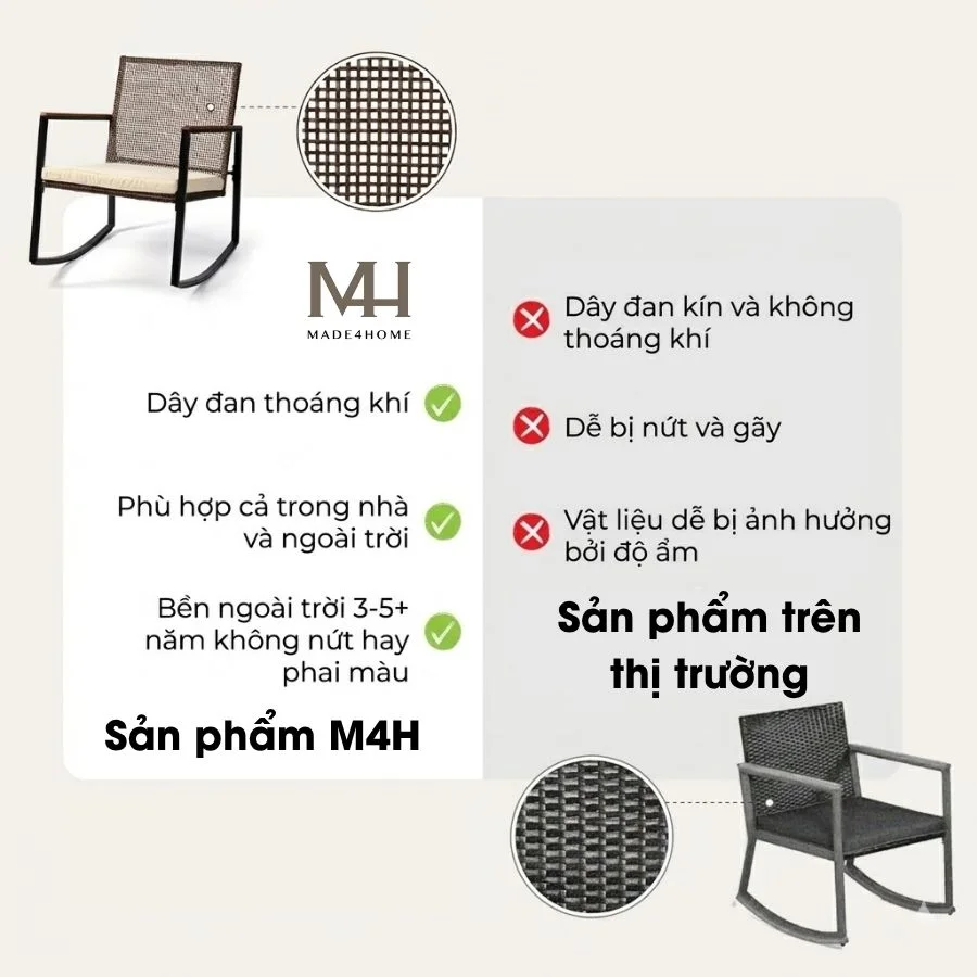 Bộ Ghế Bập Bênh Thư Giãn Ngoài Trời Made4Home – Patio Bistro Set 7 Bộ Ghế Bập Bênh Thư Giãn Ngoài Trời Made4Home – Patio Bistro Set