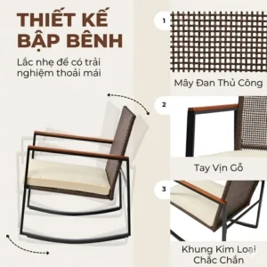 Bộ Ghế Bập Bênh Thư Giãn Ngoài Trời Made4Home – Patio Bistro Set