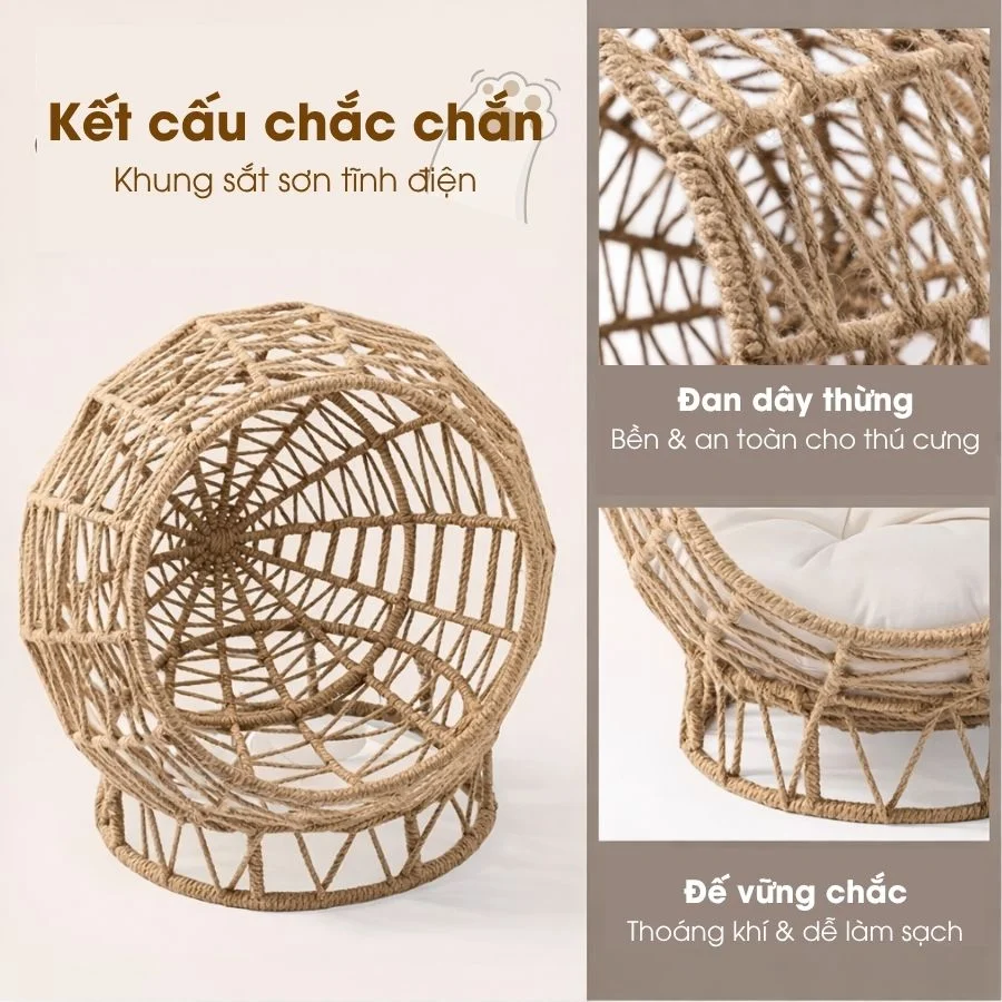 Nhà Cho Chó Mèo Đan Dây Thừng Cao Cấp Made4Home – Nest Relax Chair