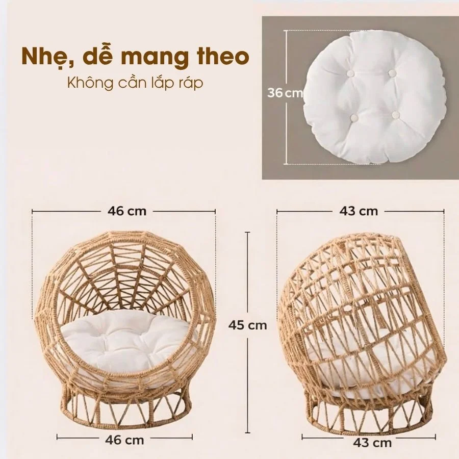 Nhà Cho Chó Mèo Đan Dây Thừng Cao Cấp Made4Home – Nest Relax Chair