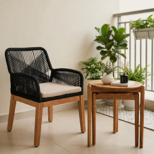 Ghế Rope Gỗ Tràm Cao Cấp Nordic – Ghế Cafe Ngoài Trời Chuẩn Xuất Khẩu