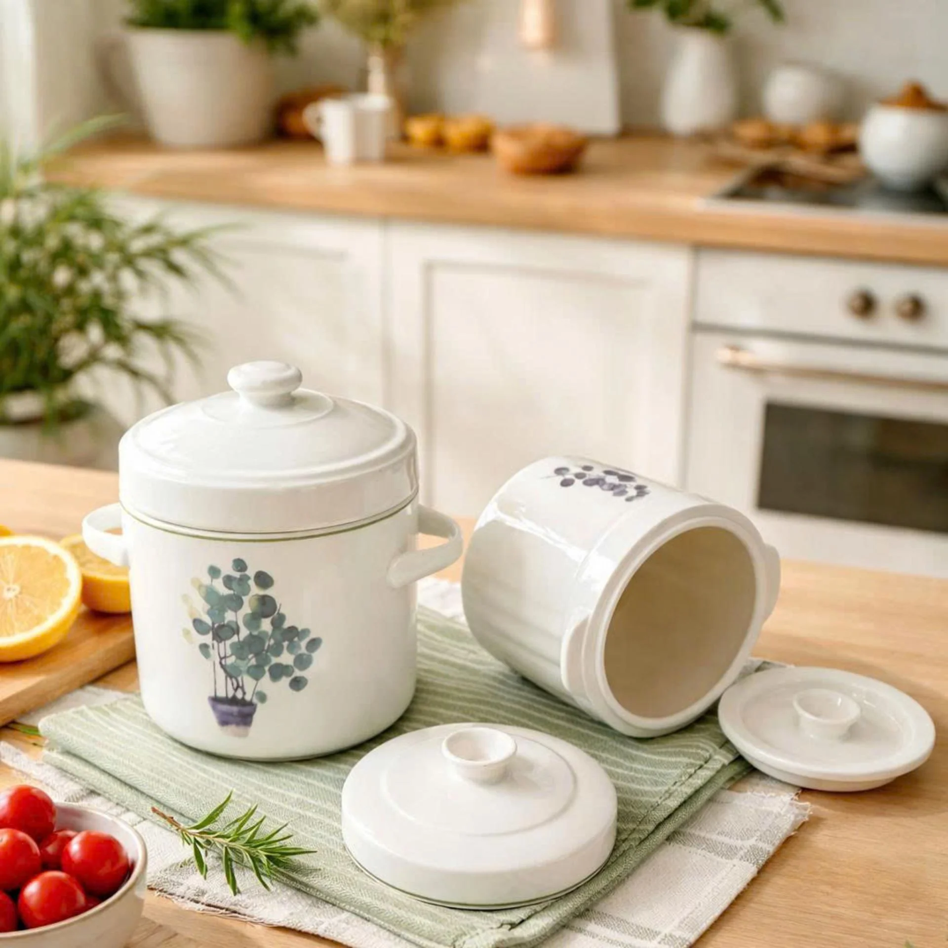 Thố Chưng Gốm Sứ Cao Cấp Made4Home 2 Lớp Nắp Giữ Nhiệt, Thiết Kế Sang Trọng Cho Gian Bếp Việt