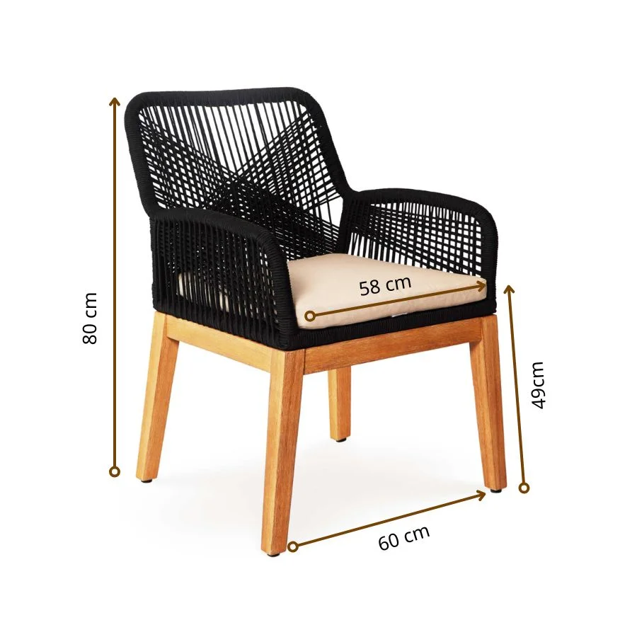 Kích thước ghế rope gỗ tràm