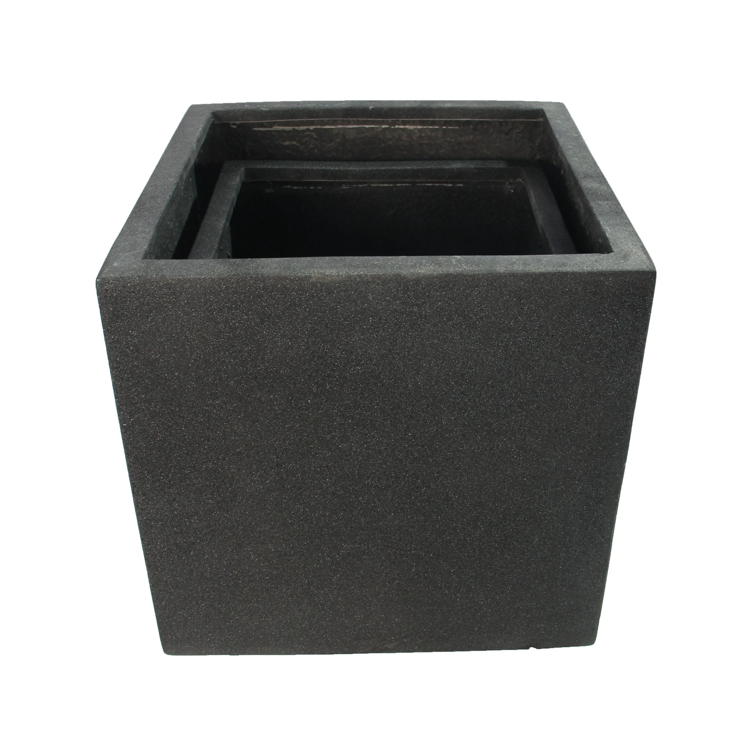 Rhine Square Poly Planter (Set Of 2) – Black 6 Rhine Square Poly Planter (Set Of 2) – Black