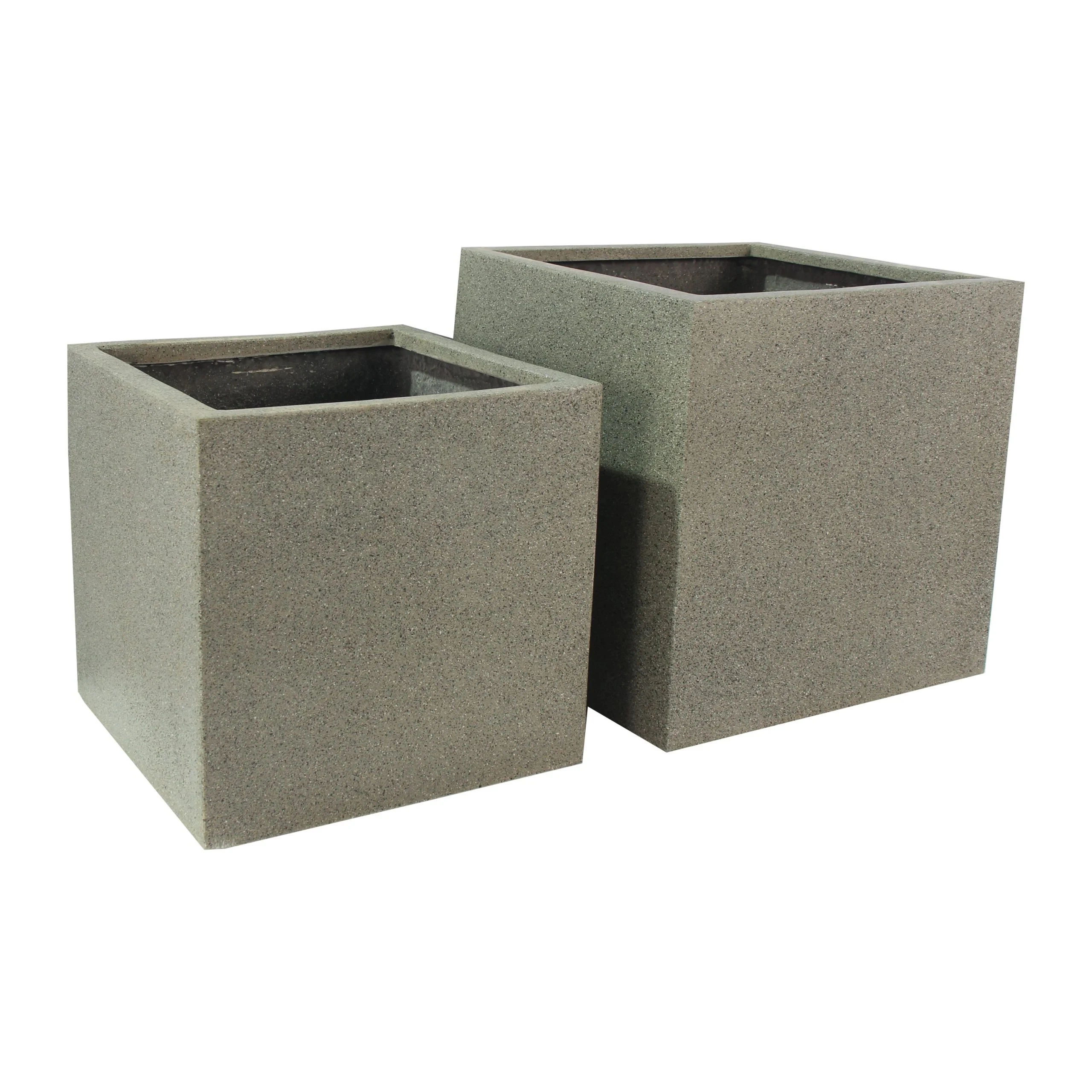 Rhine Square Poly Planter (Set Of 2) – Grey 7 Rhine Square Poly Planter (Set Of 2) – Grey