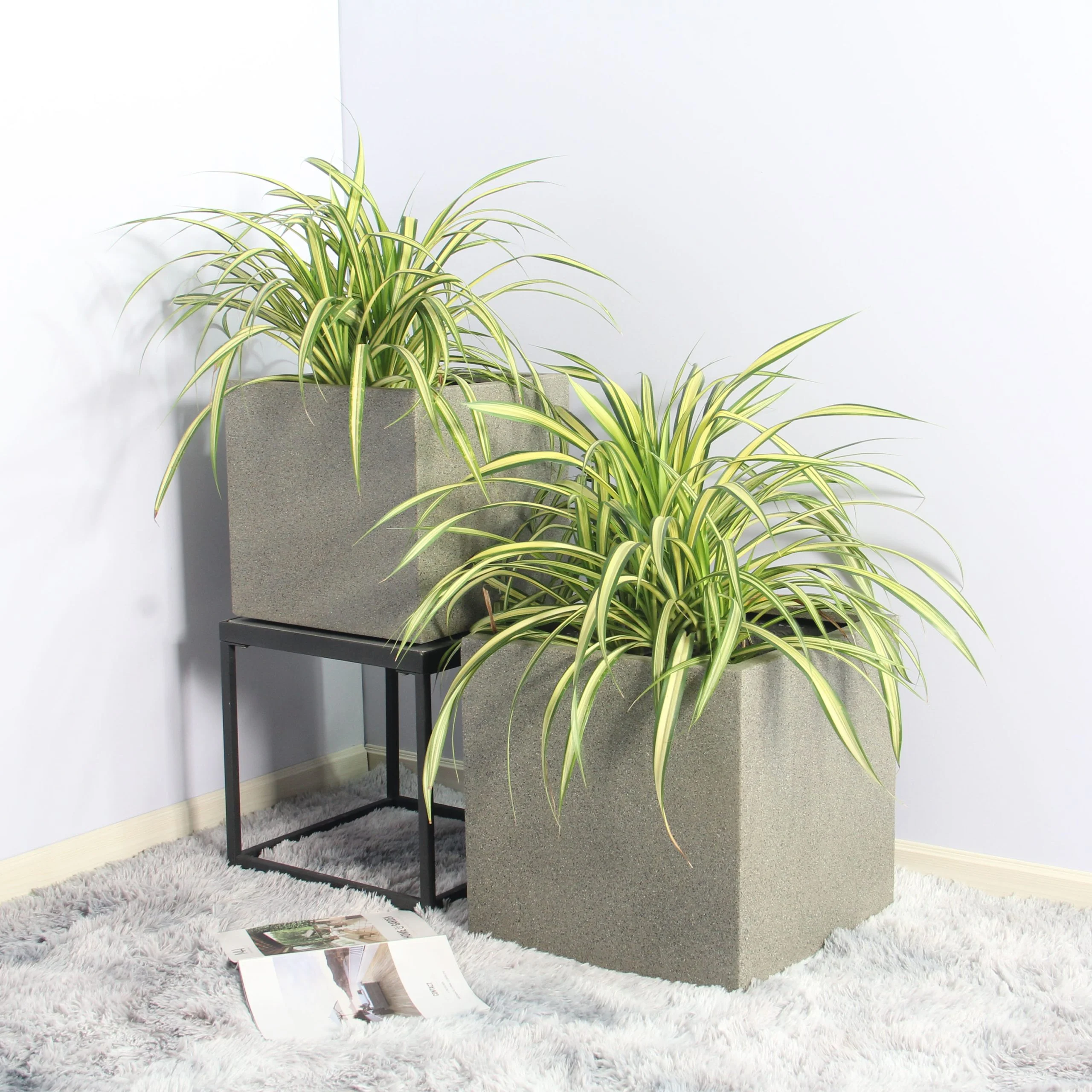 Rhine Square Poly Planter (Set Of 2) – Grey 9 Rhine Square Poly Planter (Set Of 2) – Grey