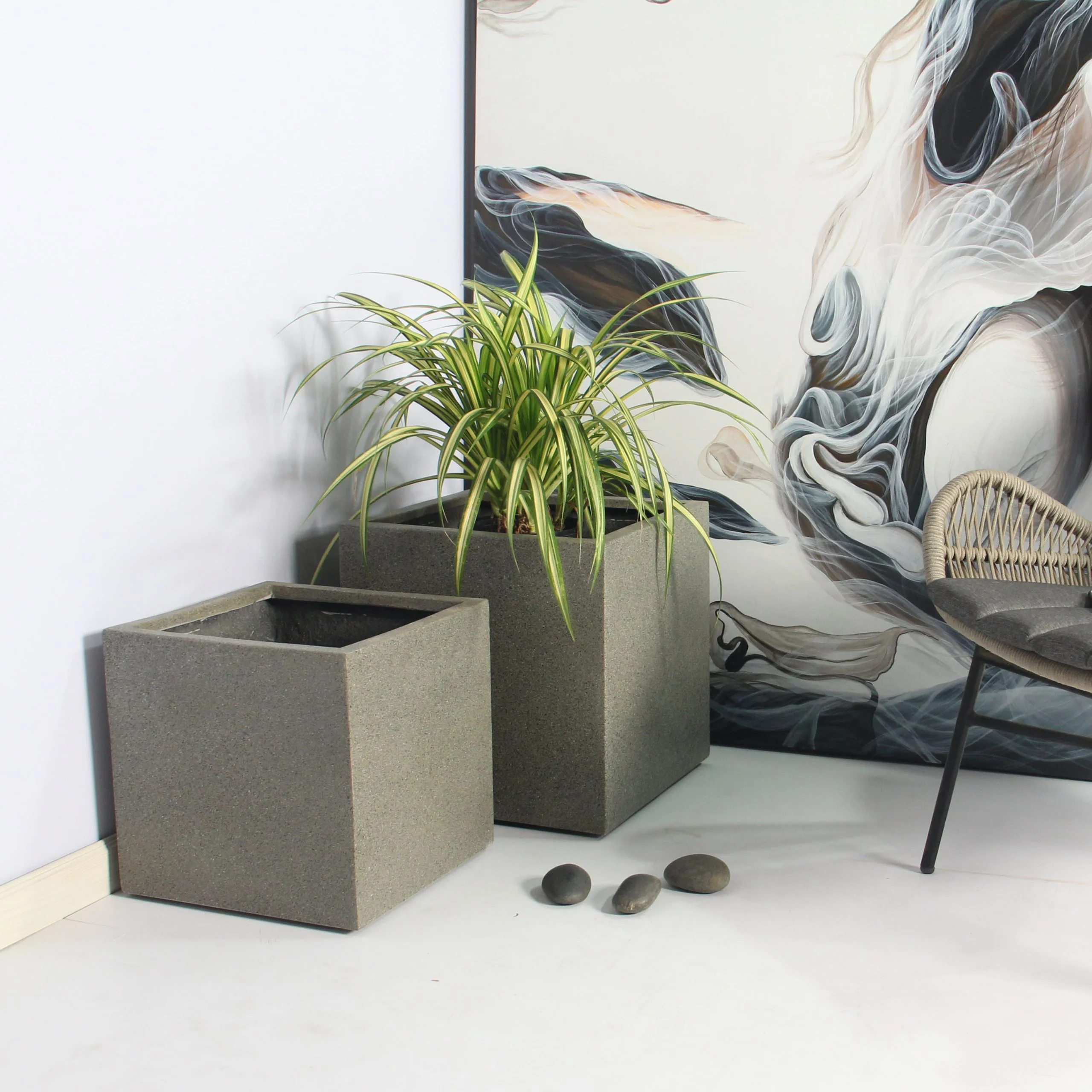 Rhine Square Poly Planter (Set Of 2) – Grey 10 Rhine Square Poly Planter (Set Of 2) – Grey