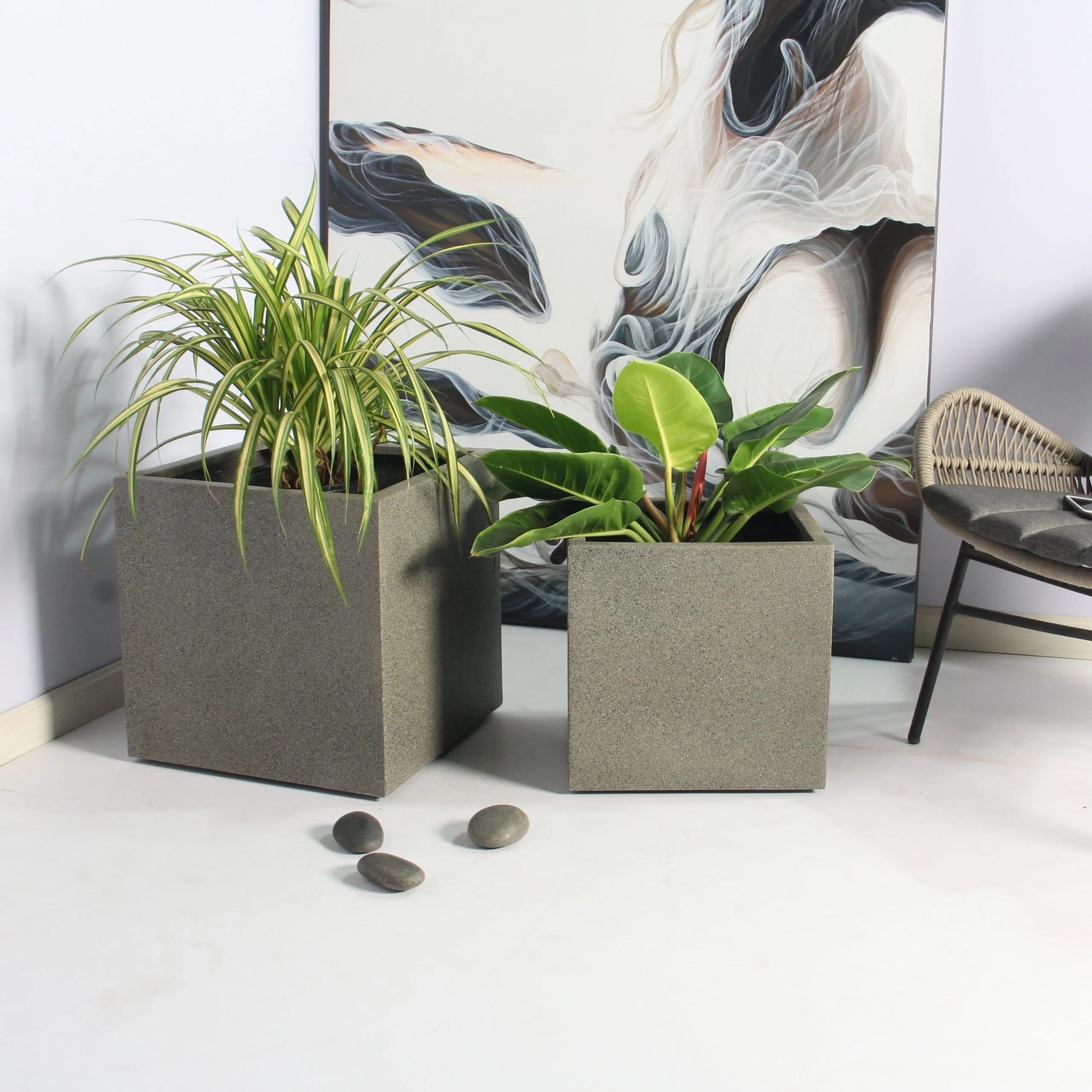Rhine Square Poly Planter (Set Of 2) – Grey 11 Rhine Square Poly Planter (Set Of 2) – Grey