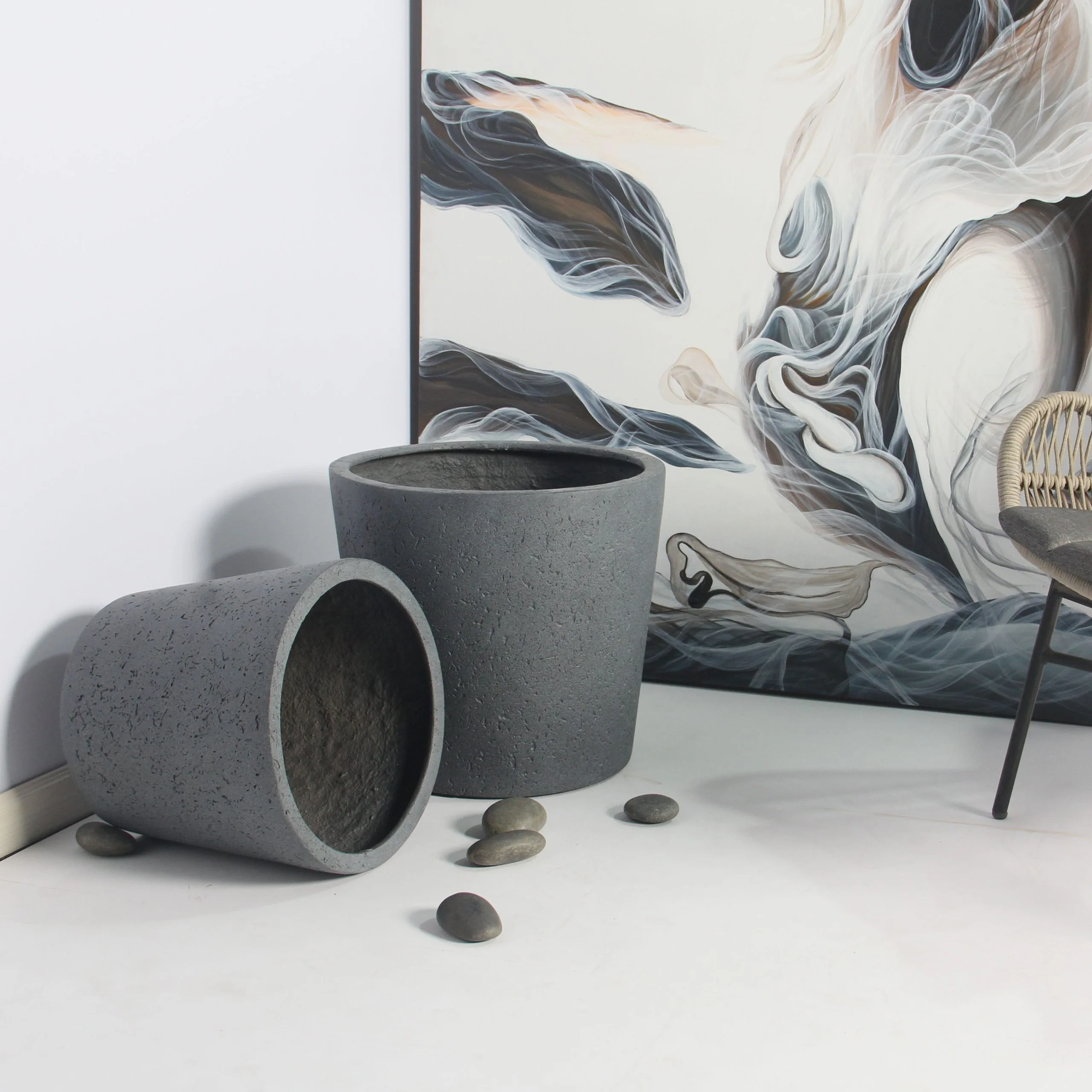 Rugen Cylindrical Round Poly Planter (Set Of 2) – Dark Grey 8 Rugen Cylindrical Round Poly Planter (Set Of 2) – Dark Grey