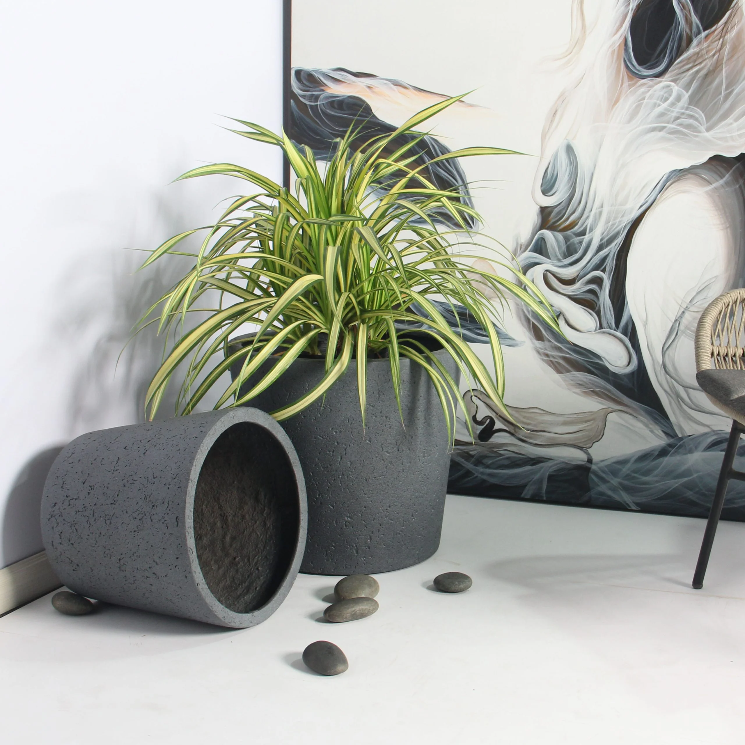 Rugen Cylindrical Round Poly Planter (Set Of 2) – Dark Grey 10 Rugen Cylindrical Round Poly Planter (Set Of 2) – Dark Grey