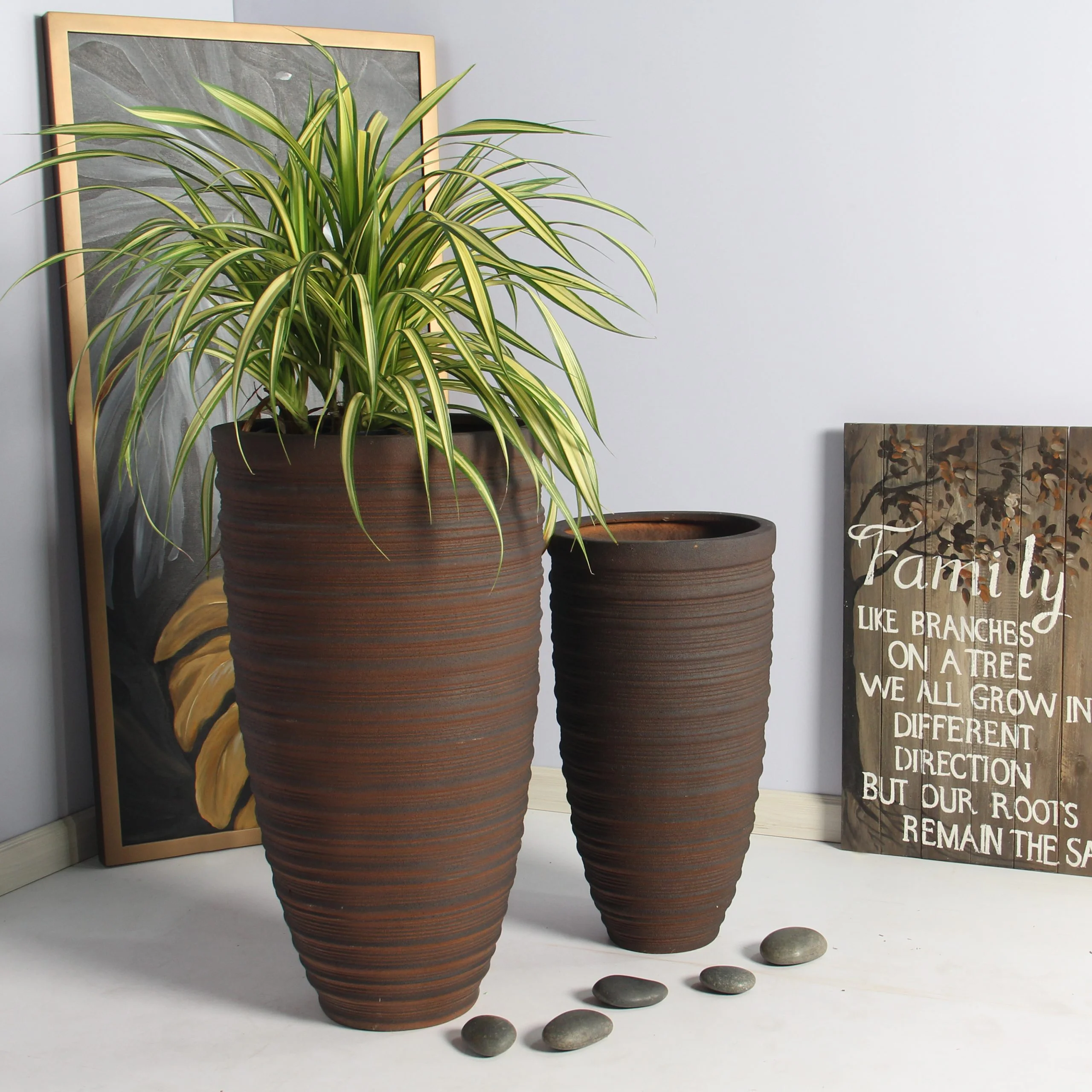 Shine Urn Poly Planter (Set Of 2) – Red Brown 6 Shine Urn Poly Planter (Set Of 2) – Red Brown