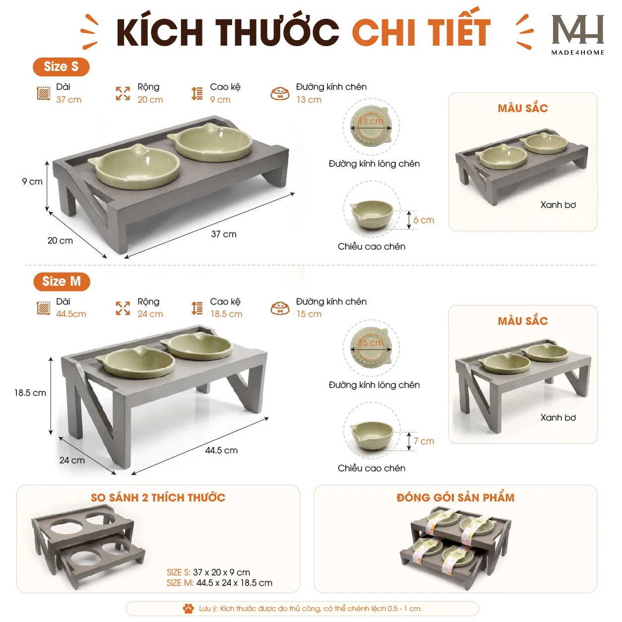 Chén Ăn Thú Cưng Nâng Cao Kèm Kệ Gỗ – Thiết Kế Hiện Đại, Chống Gù Cho Chó Mèo