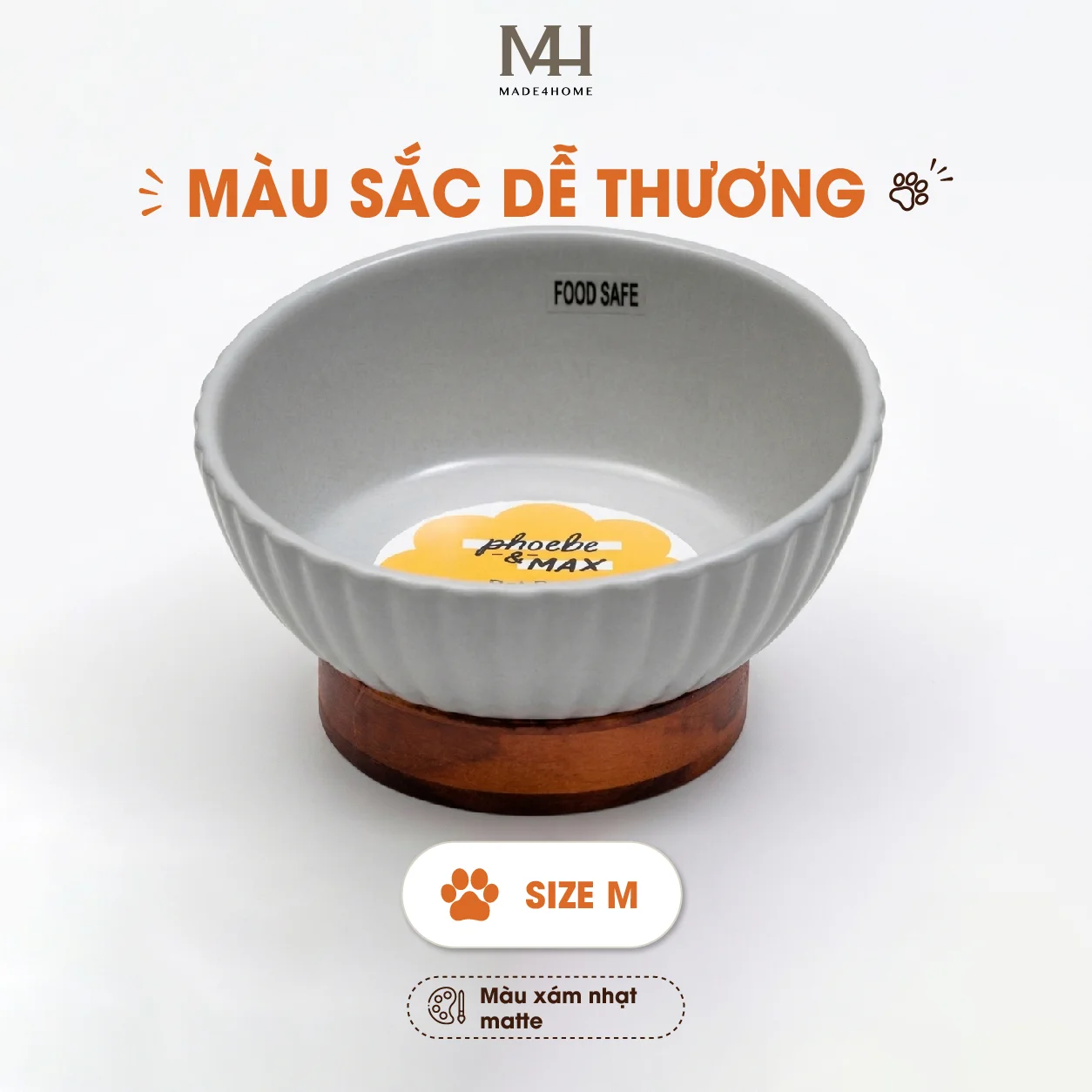 Chén Ăn Thú Cưng Gốm Sứ Kèm Đế Gỗ – Thiết Kế Nâng Cao, An Toàn Cho Chó Mèo 9 Chén Ăn Thú Cưng Gốm Sứ Kèm Đế Gỗ – Thiết Kế Nâng Cao, An Toàn Cho Chó Mèo