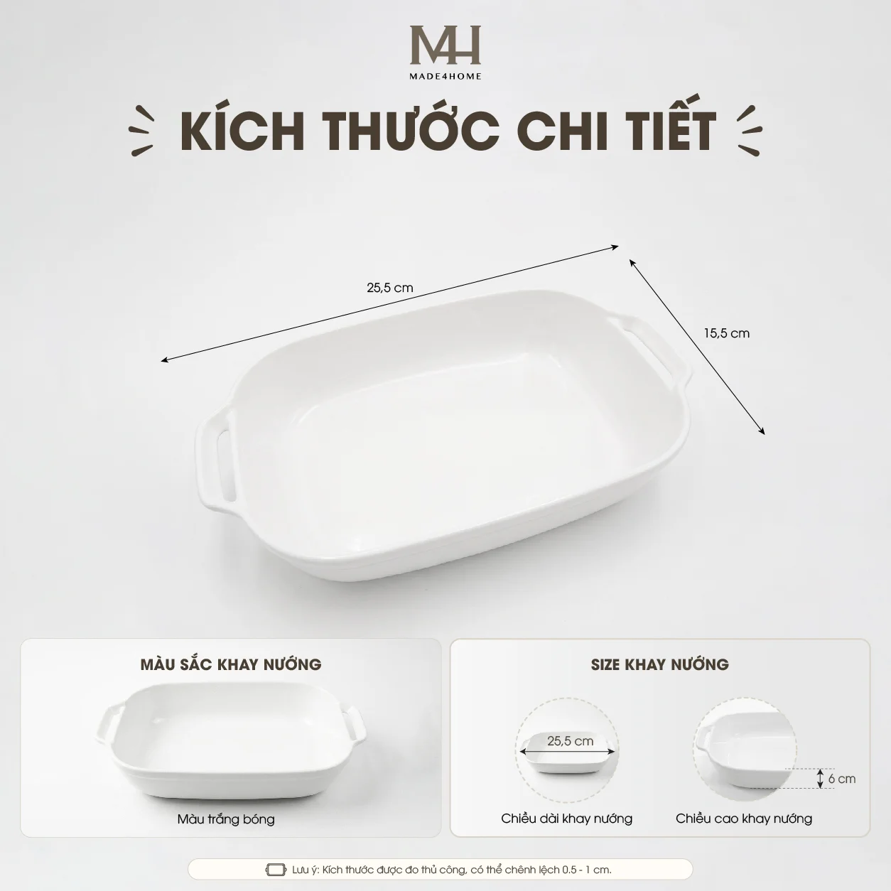 Khay nướng sứ Snow Made4Home có tay cầm chịu nhiệt cao 24 Khay nướng sứ Snow Made4Home có tay cầm chịu nhiệt cao