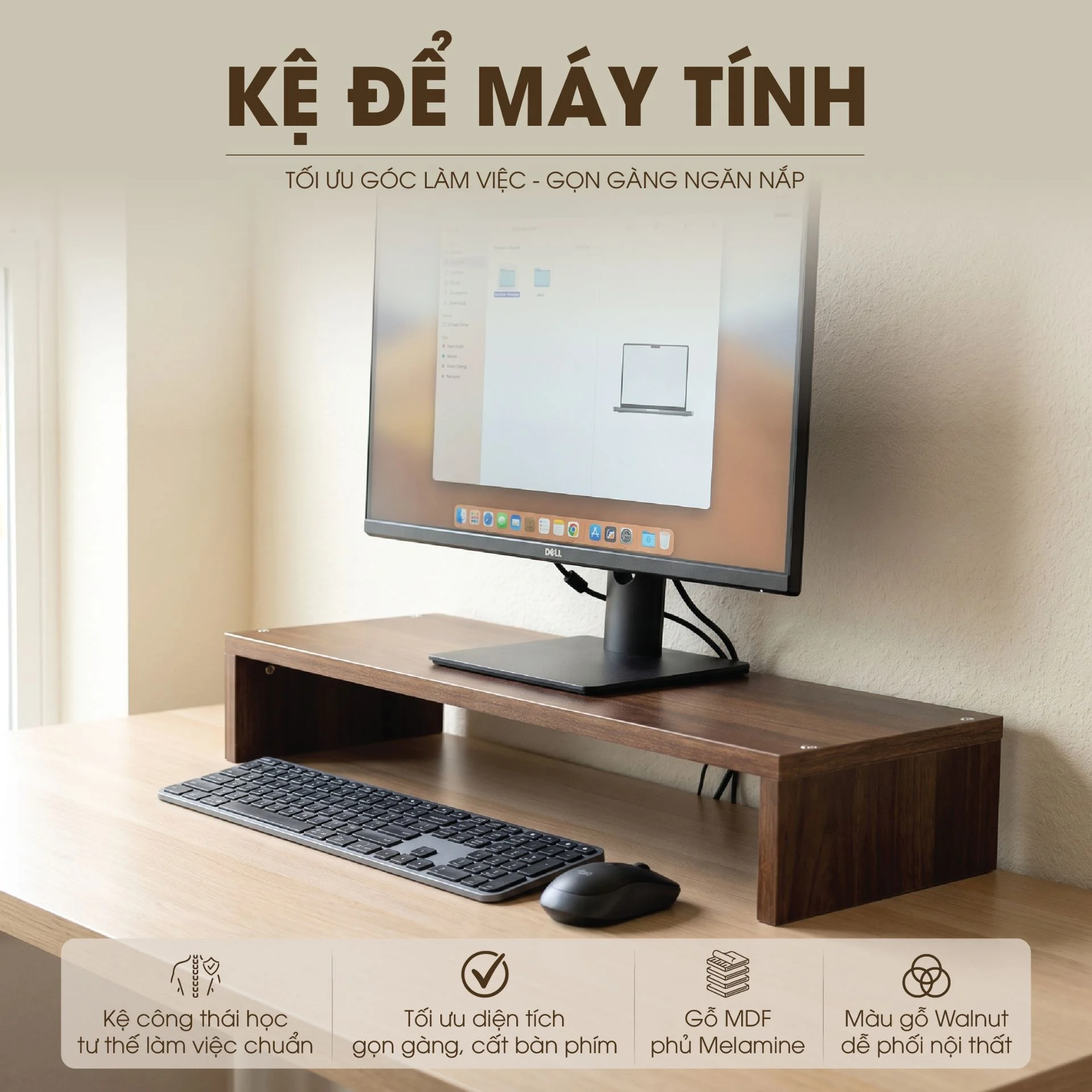 Kệ Để Màn Hình Máy Tính Gỗ MDF 50cm Made4Home – Tối Ưu Góc Làm Việc Gọn Gàng, Hiện Đại