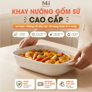 Home 40 Khay nướng sứ Snow Made4Home có tay cầm chịu nhiệt cao